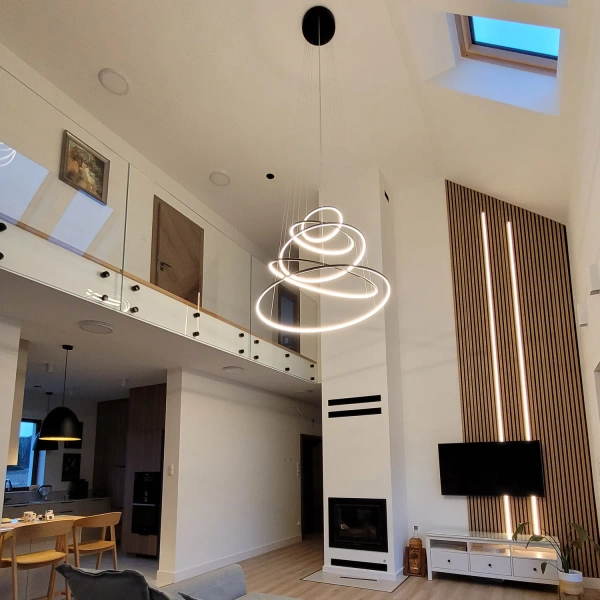 Nowoczesna lampa wisząca Led Orbit No.5 150cm czarna sterownana pilotem barwa neutralna 4K LEDesign