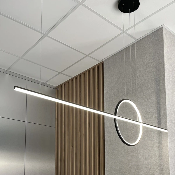 Nowoczesna lampa wisząca Led Geometrik 40 cm czarna sterowana pilotem barwa neutralna 4K LEDesign