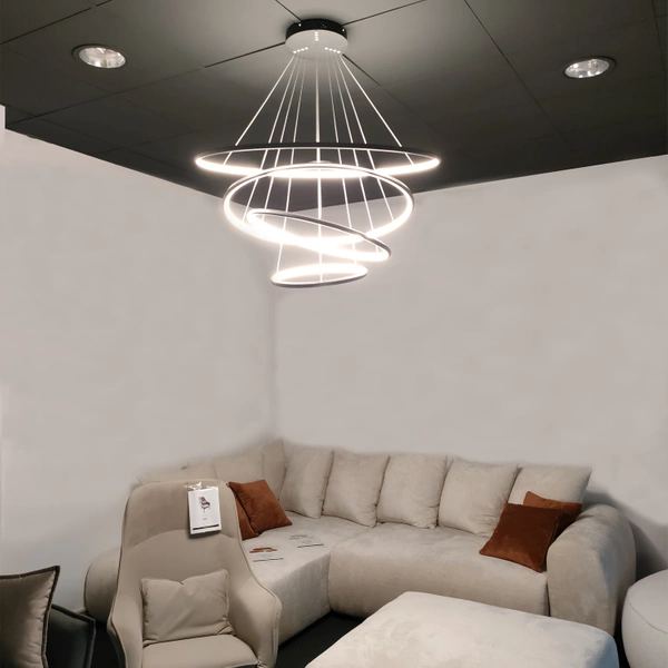 Nowoczesna lampa wisząca Led Orbit No.4 120cm czarna sterowana pilotem barwa ciepła 3K LEDesign