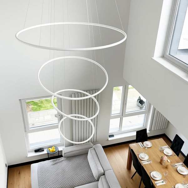 Nowoczesna lampa wisząca Led Orbit No.4 100cm biała smart barwa neutralna 4K LEDesign
