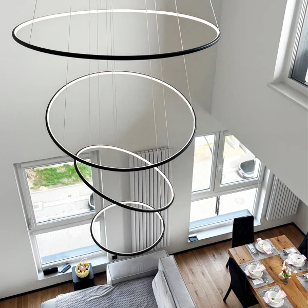 Nowoczesna lampa wisząca Led Orbit No.4 100cm czarna ściemnialna triak barwa ciepła 3K LEDesign