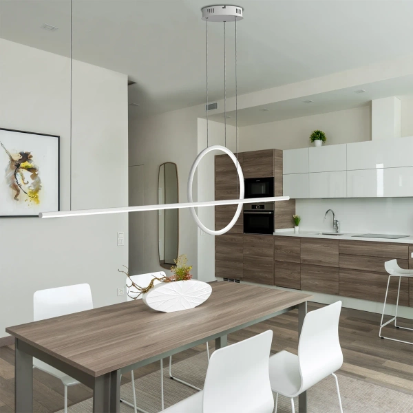 Nowoczesna lampa wisząca Led Geometrik 40 cm biała sterowana pilotem barwa neutralna 4K LEDesign