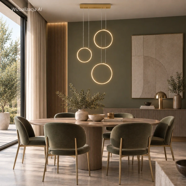 Nowoczesna lampa wisząca Led Moon No.3 złota z pilotem 3000K–6000K LEDesign