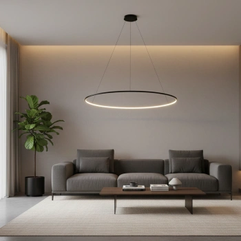 Nowoczesna lampa wisząca Led Orbit No.1 150 cm czarna sterowana pilotem barwa neutralna 4K LEDesign