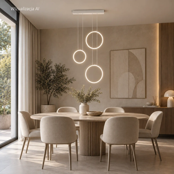 Nowoczesna lampa wisząca Led Moon No.3 biała z pilotem 3000K–6000K LEDesign