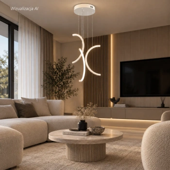 Nowoczesna lampa wisząca Led Moon No.3 40 cm biała z pilotem 4000K LEDesign