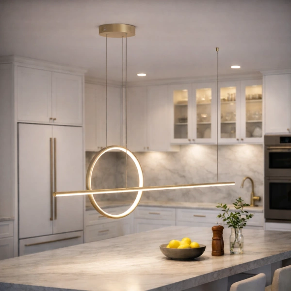 Nowoczesna lampa wisząca Led Geometrik 2 40 cm złota smart barwa neutralna 4K LEDesign