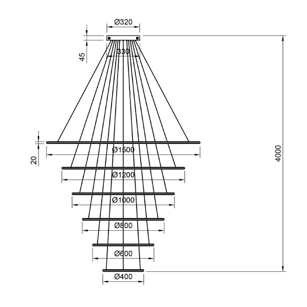 Nowoczesna lampa wisząca Led Orbit No.6 150cm biała barwa ciepła 3K LEDesign
