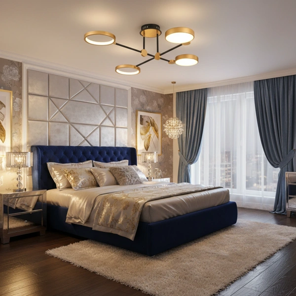 Lampa sufitowa Led Helios złota czarna nowoczesna do salonu i sypialni