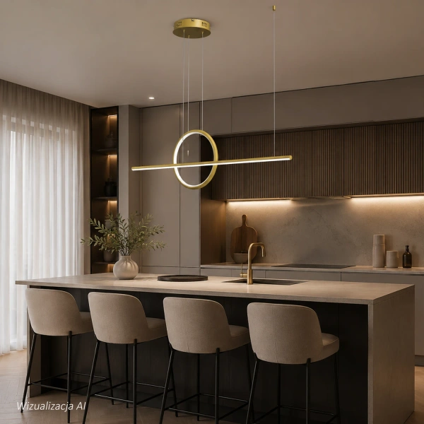 Nowoczesna lampa wisząca Led Geometrik 3 30 cm złota z pilotem 3000K LEDesign