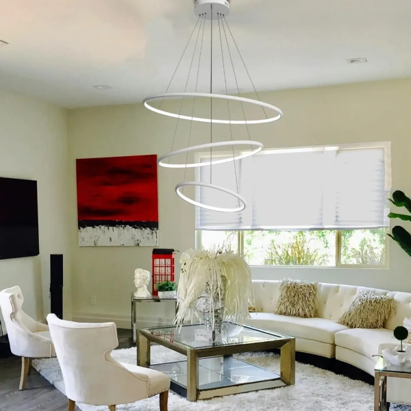 Nowoczesna lampa wisząca Led Orbit No.3 80cm biała ściemnialna triak barwa ciepła 3K LEDesign