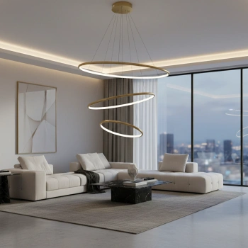 Nowoczesna lampa wisząca Led Orbit No.3 80cm złota barwa ciepła 3K LEDesign