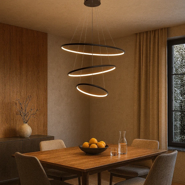 Nowoczesna lampa wisząca Led Orbit No.3 80cm czarna barwa ciepła 3K LEDesign