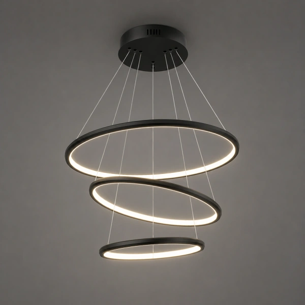 Nowoczesna lampa wisząca Led Orbit No.3 50cm czarna 3000K LEDesign