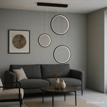 Nowoczesna lampa wisząca Led Moon No.3 czarna z pilotem 3000K–6000K LEDesign