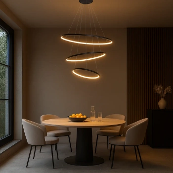 Nowoczesna lampa wisząca Led Orbit No.3 80cm czarna barwa ciepła 3K LEDesign