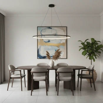 Nowoczesna lampa wisząca Led Orbit No.1 120 cm czarna sterowana pilotem barwa ciepła 3K LEDesign