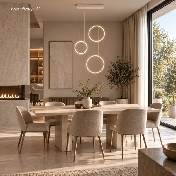 Nowoczesna lampa wisząca Led Moon No.3 biała z pilotem 3000K–6000K LEDesign