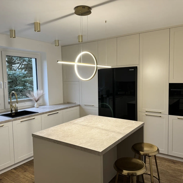 Nowoczesna Lampa wisząca Led Geometrik 40 cm złota smart barwa ciepła 3K LEDesign