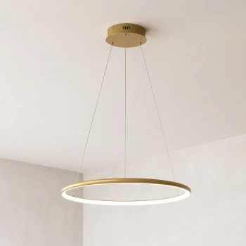 Nowoczesna lampa wisząca Led Orbit No.1 60 cm złota sterowana pilotem barwa neutralna 4K LEDesign