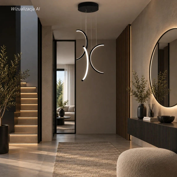 Nowoczesna lampa wisząca Led Moon No.3 40 cm czarna smart 3000K LEDesign