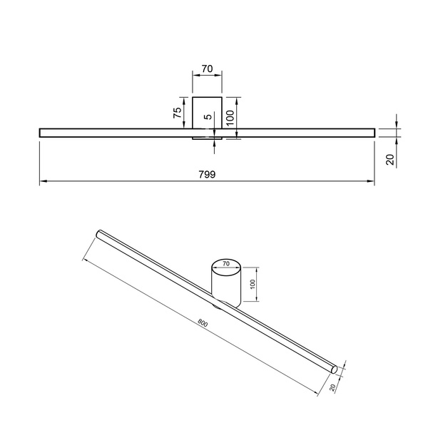 Kinkiet LED Line No.2 80 cm czarny 4000K LEDesign