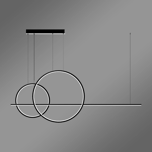 Lampa wisząca LED Geometrik No.4 60/40 cm czarna z pilotem 3000K LEDesign