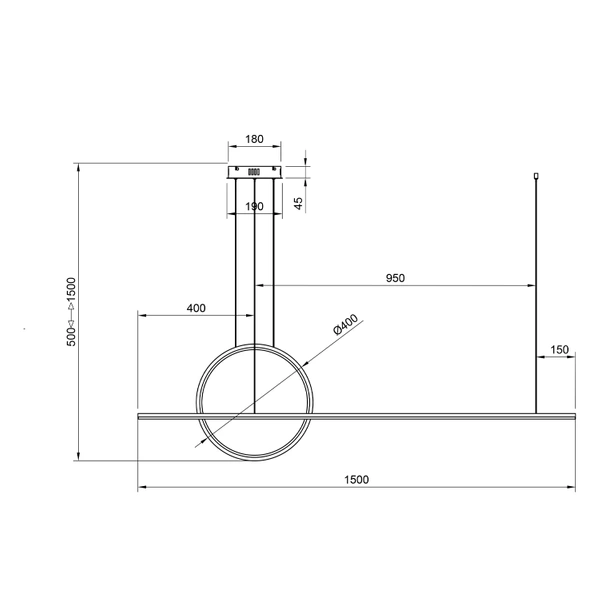 Lampa wisząca Led Geometrik 40 cm 3k czarna ściemnialna triak LEDesign