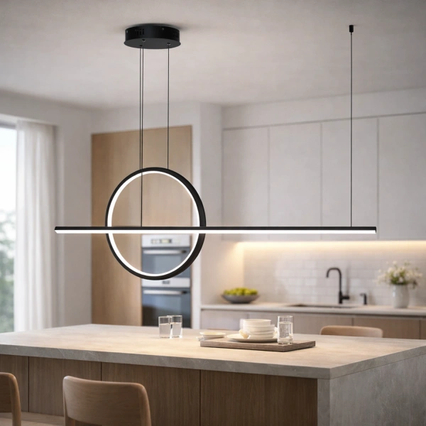 Nowoczesna lampa wisząca Led Geometrik 2 40 cm czarna smart barwa ciepła 3K LEDesign