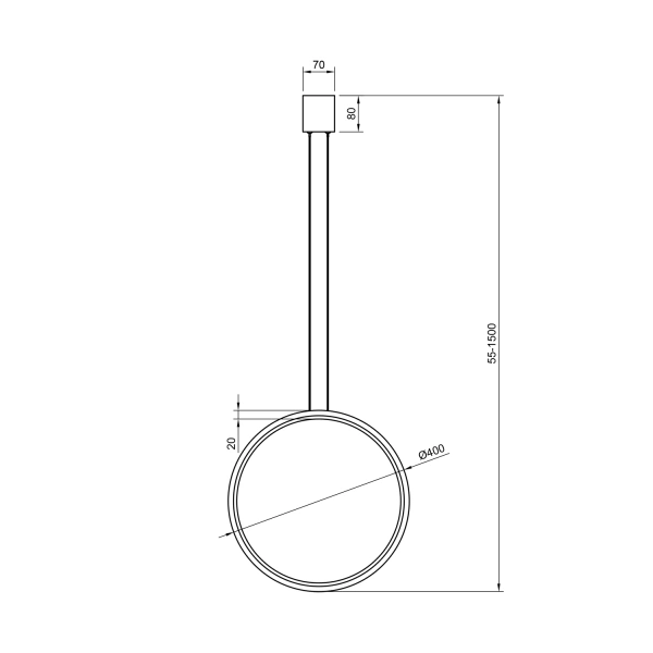 Nowoczesna lampa wisząca Led Moon B 40 cm czarna barwa neutralna 4K LEDesign