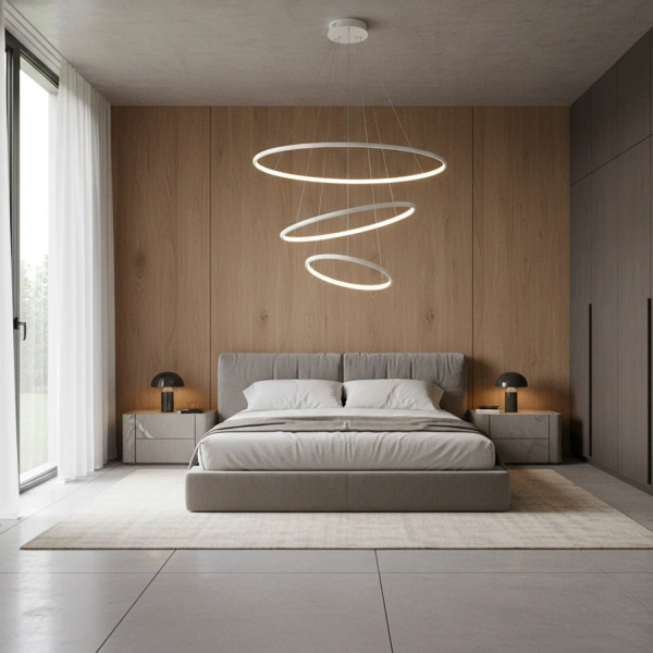Nowoczesna lampa wisząca Led Orbit No.3 80cm biała sterowana pilotem barwa neutralna 4K LEDesign