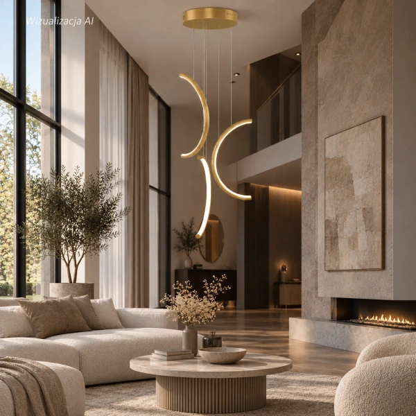 Nowoczesna lampa wisząca Led Moon No.3 40 cm złota 3000K LEDesign
