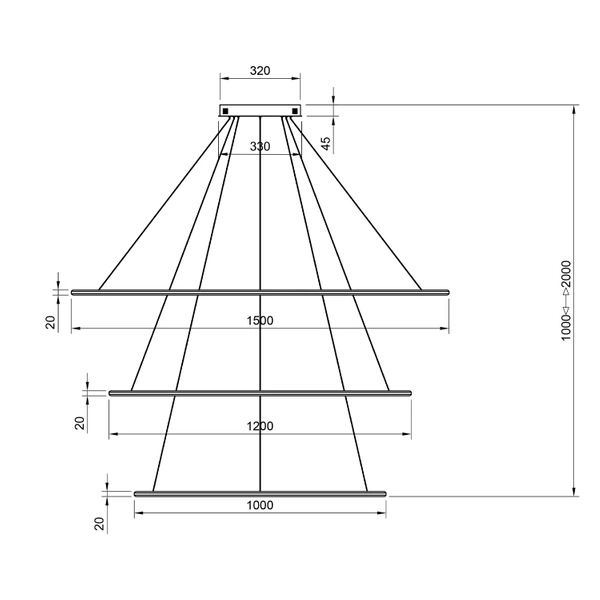 Lampa wisząca Led Orbit No.3 150cm 3k biała baza