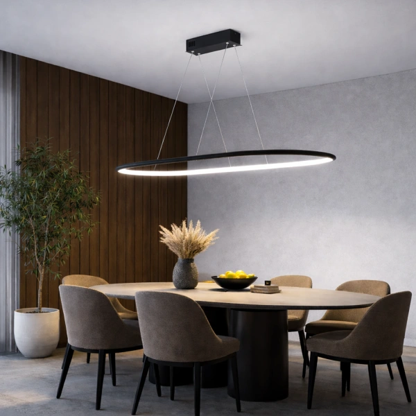 Nowoczesna lampa wisząca Led Ellipse No.1 120 cm czarna 4K LEDesign