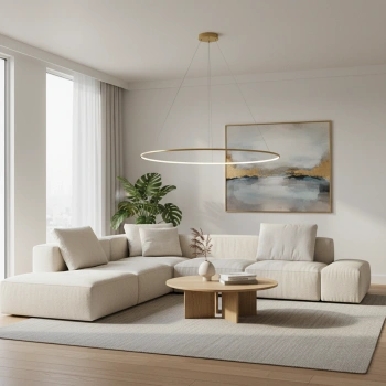 Nowoczesna lampa wisząca Led Orbit No.1 150 cm złota barwa neutralna 4K LEDesign