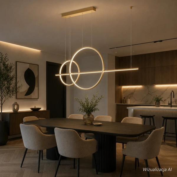 Lampa wisząca LED Geometrik No.4 60/40 cm złota z pilotem 4000K LEDesign