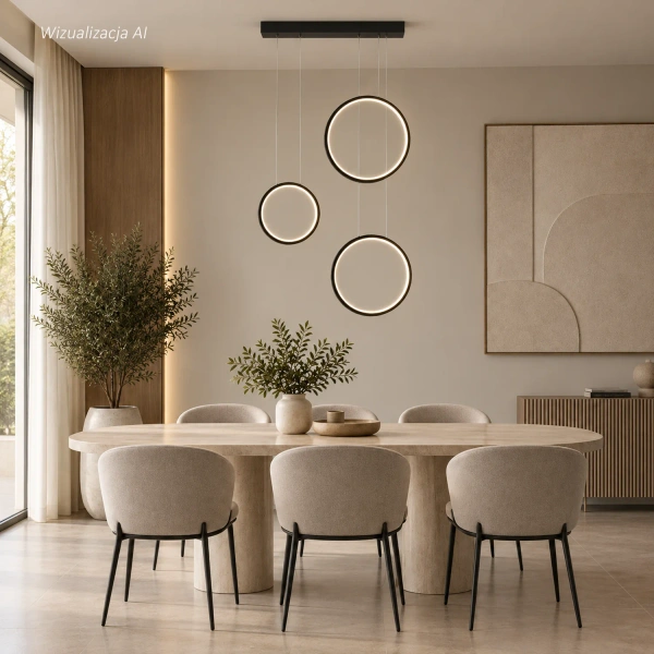 Nowoczesna lampa wisząca Led Moon No.3 czarna z pilotem 3000K LEDesign
