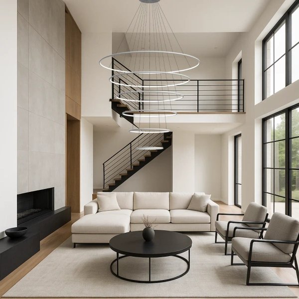 Nowoczesna lampa wisząca Led Orbit No.6 150cm biała sterowana pilotem barwa ciepła 3K LEDesign