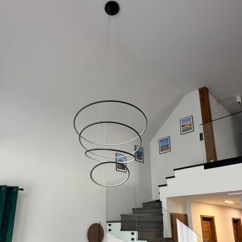 Nowoczesna lampa wisząca Led Orbit No.4 120cm czarna sterowana pilotem barwa ciepła 3K LEDesign