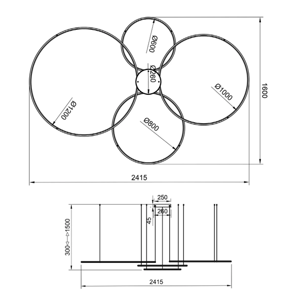 Lampa wisząca Led Orbit S No.4 120cm 3k biały baza