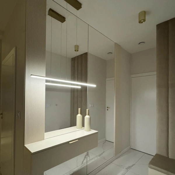Nowoczesna lampa wisząca Led LINE 120 cm złota barwa ciepła 3K LEDesign
