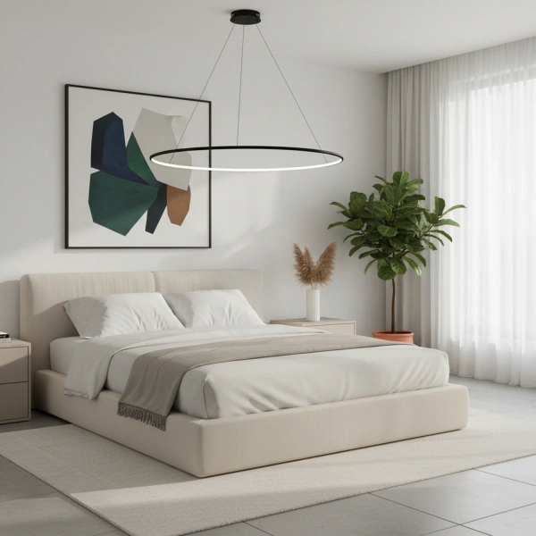 Nowoczesna lampa wisząca Led Orbit No.1 120 cm czarna smart barwa neutralna 4K LEDesign