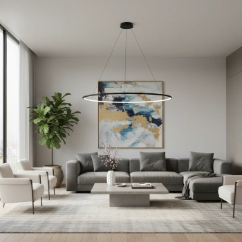 Nowoczesna lampa wisząca Led Orbit No.1 120 cm czarna ściemnialna triak barwa ciepła 3K LEDesign