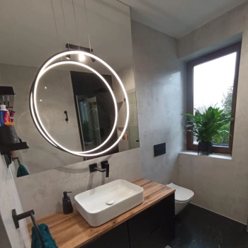 Nowoczesna lampa wisząca Led Moon 80 cm czarna sterowana pilotem barwa neutralna 4K LEDesign