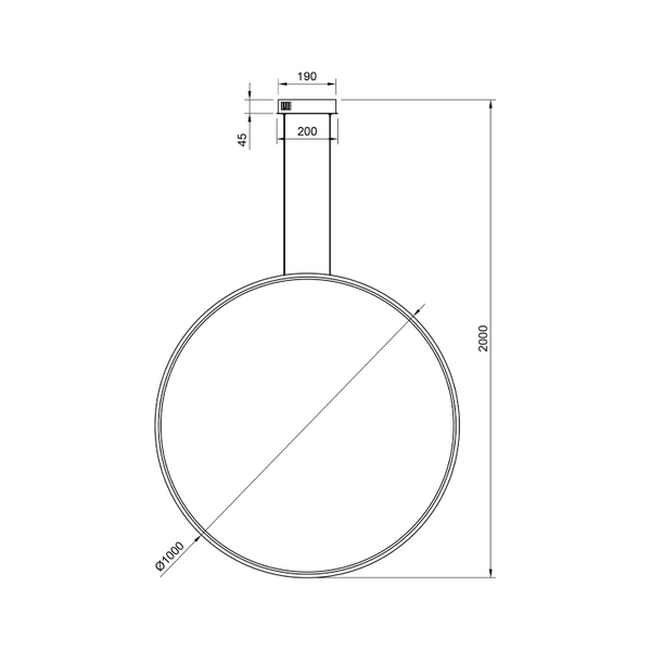 Nowoczesna lampa wisząca Led Moon 100 cm czarna barwa ciepła 3K LEDesign