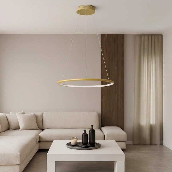 Nowoczesna lampa wisząca Led Orbit No.1 60 cm złota barwa neutralna 4K LEDesign