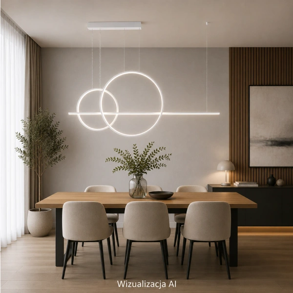 Lampa wisząca LED Geometrik No.4 60/40 cm biała z pilotem 3000K LEDesign