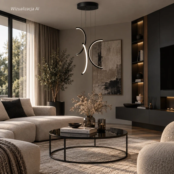 Nowoczesna lampa wisząca Led Moon No.3 40 cm czarna 4000K LEDesign