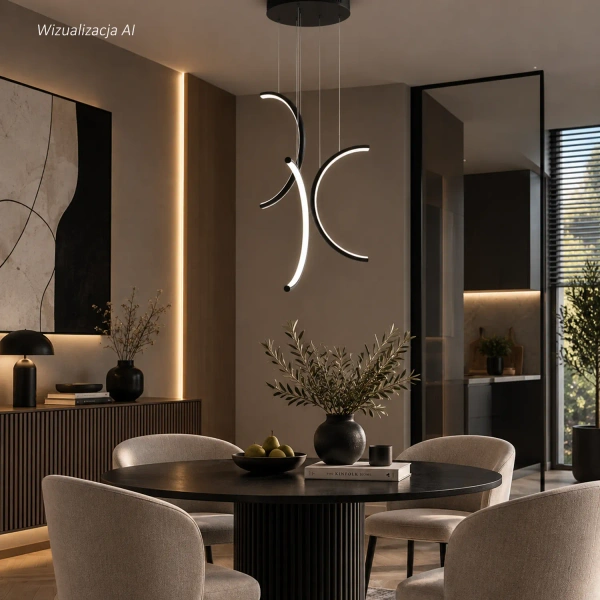 Nowoczesna lampa wisząca Led Moon No.3 40 cm czarna 4000K LEDesign