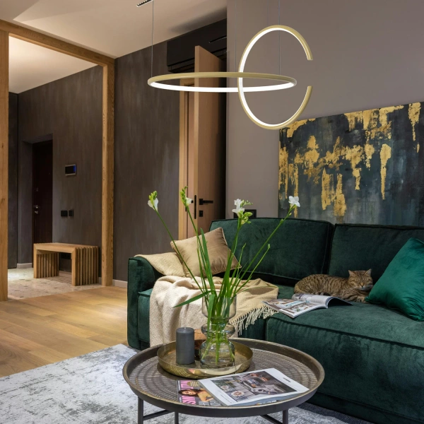 Nowoczesna lampa wisząca Led Celestial No.2 złota z pilotem 4000K LEDesign